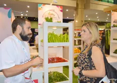 Productos growers of peppers and chillies in the Dominican Republic Juan Gonzales talking to a client Carolina Berardinelli.